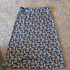 J. Crew Blue and White Floral Midi Skirt